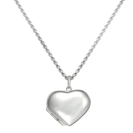 Large Sterling Silver Puffed Heart Locket Pendant Necklace 14 - 28 Inches