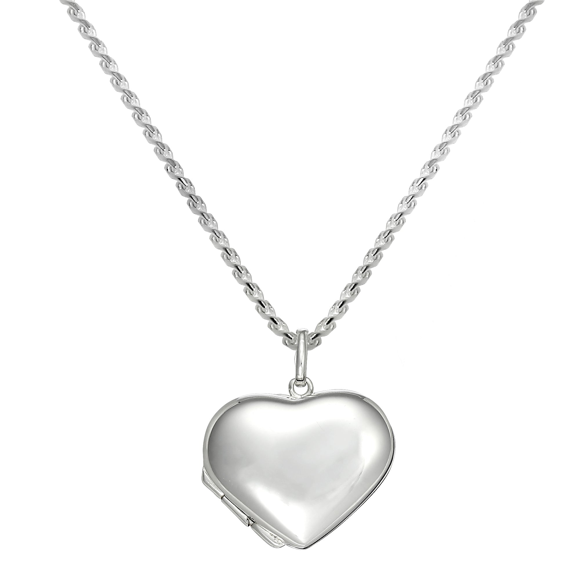 Large Sterling Silver Puffed Heart Locket Pendant Necklace 14 - 28 Inches