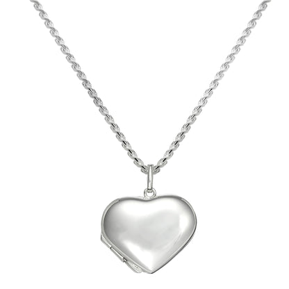 Large Sterling Silver Puffed Heart Locket Pendant Necklace 14 - 28 Inches