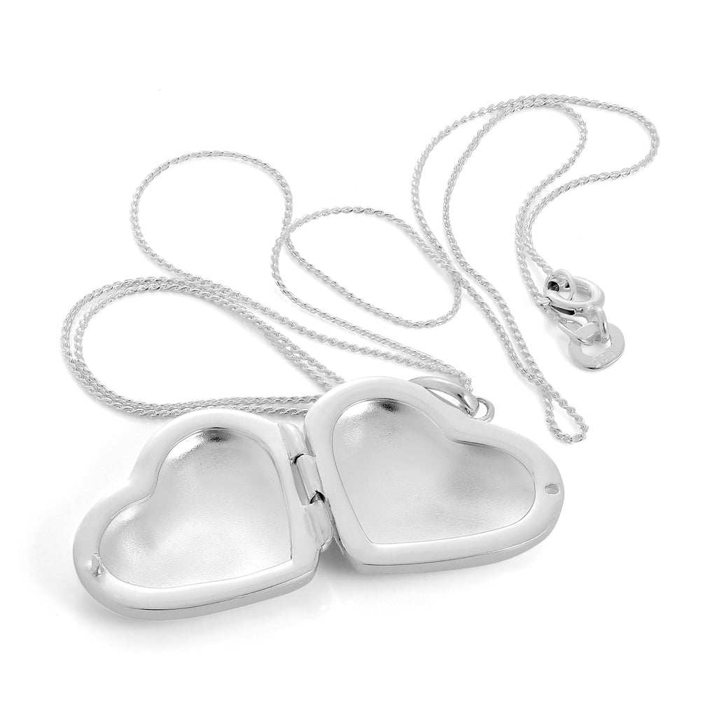 Large Sterling Silver Puffed Heart Locket Pendant Necklace 14 - 28 Inches