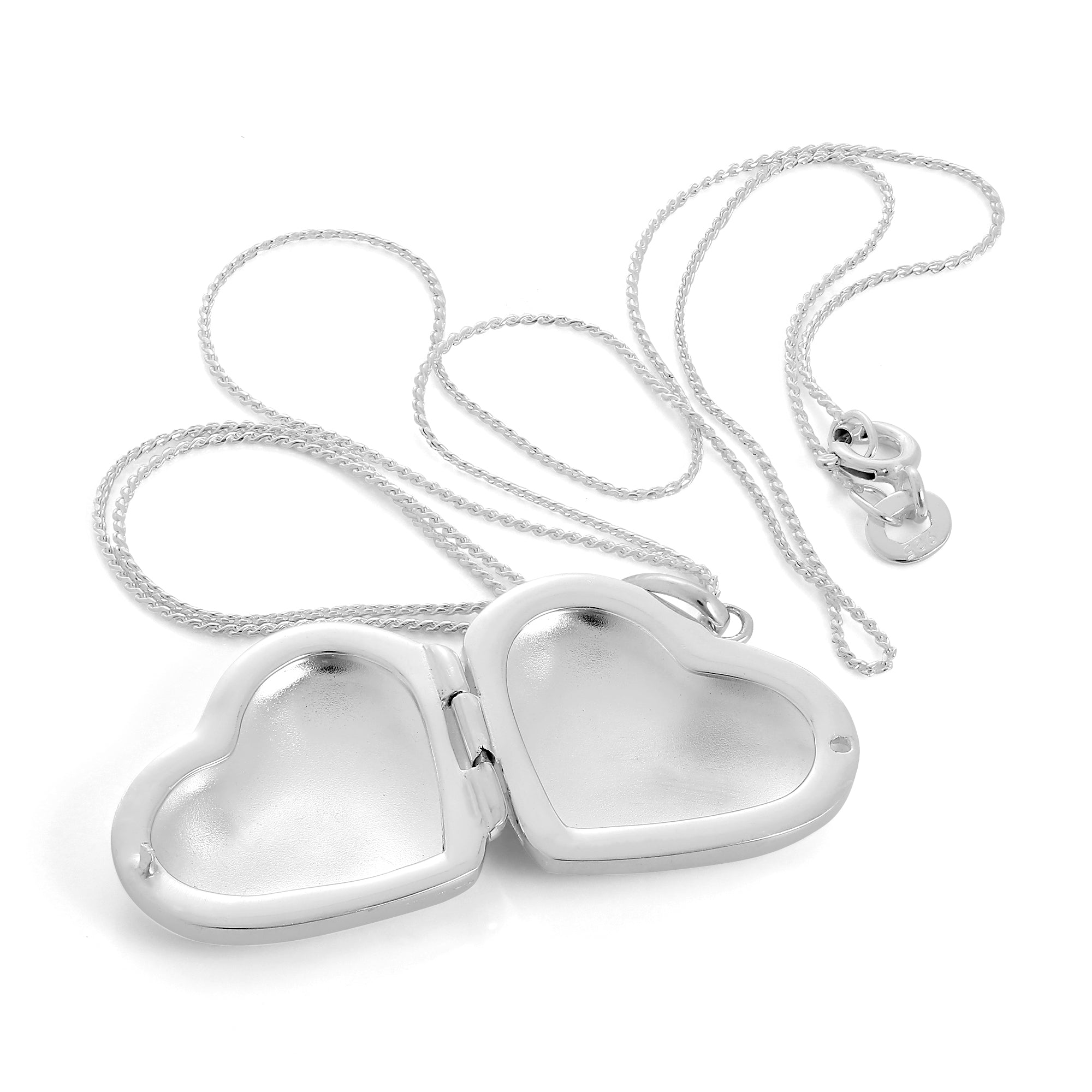 Large Sterling Silver Puffed Heart Locket Pendant Necklace 14 - 28 Inches