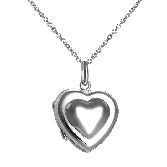 Sterling Silver Double Heart Locket Necklace on Chain