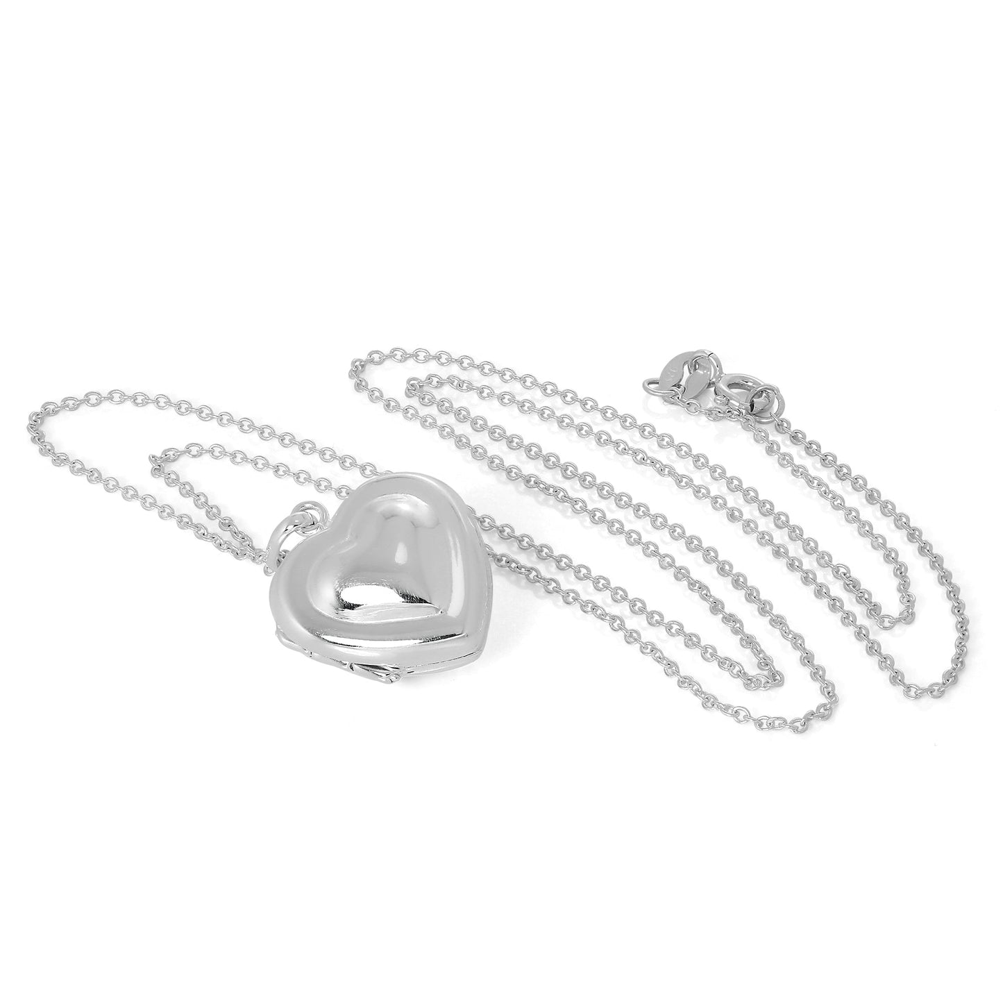 Sterling Silver Double Heart Locket Necklace on Chain