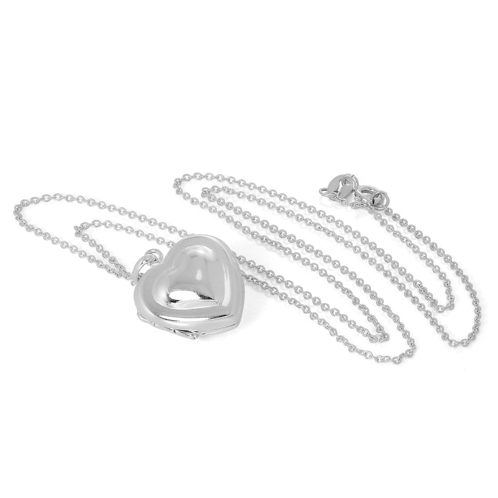 Sterling Silver Double Heart Locket Necklace on Chain