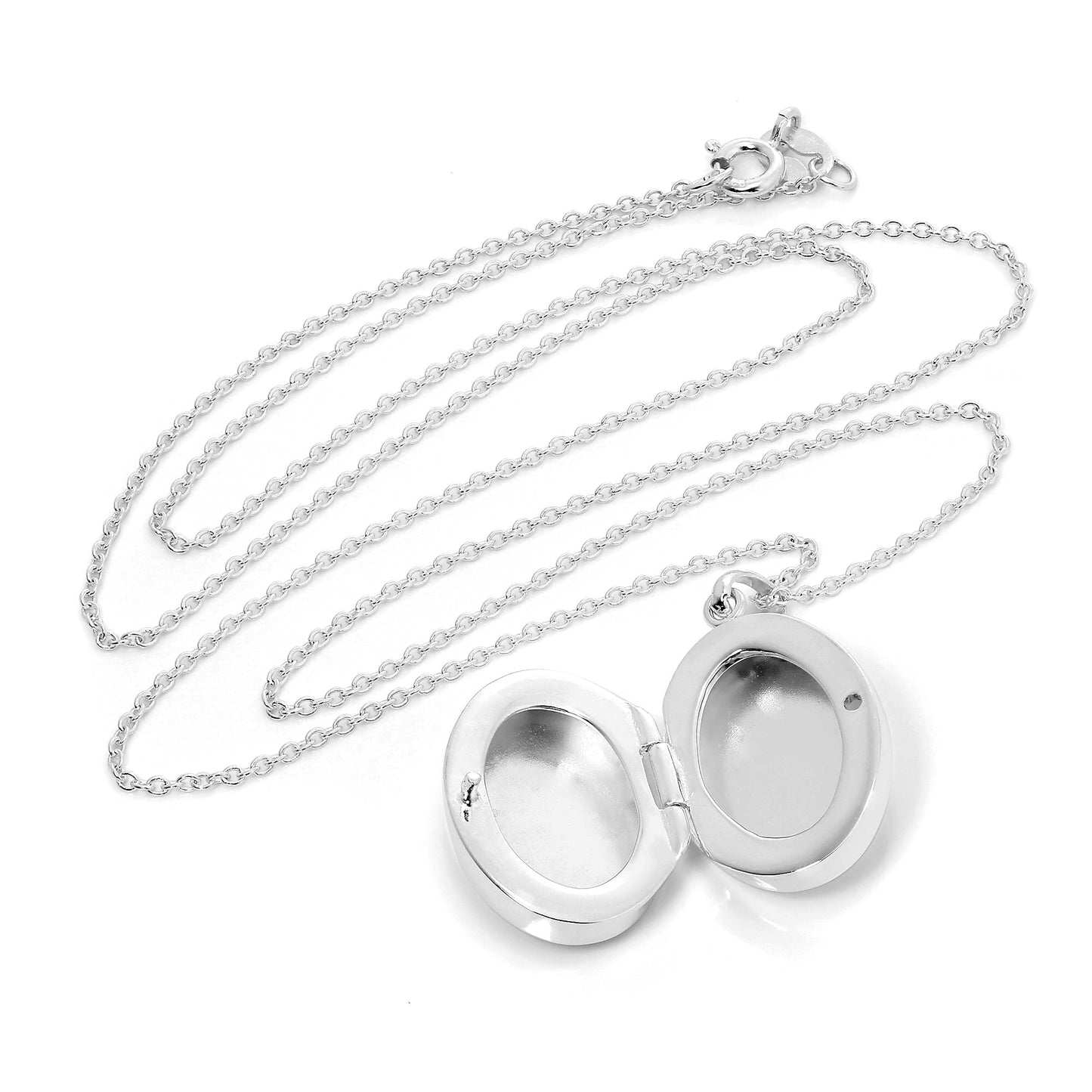 Sterling Silver Oval Locket Necklace on Chain