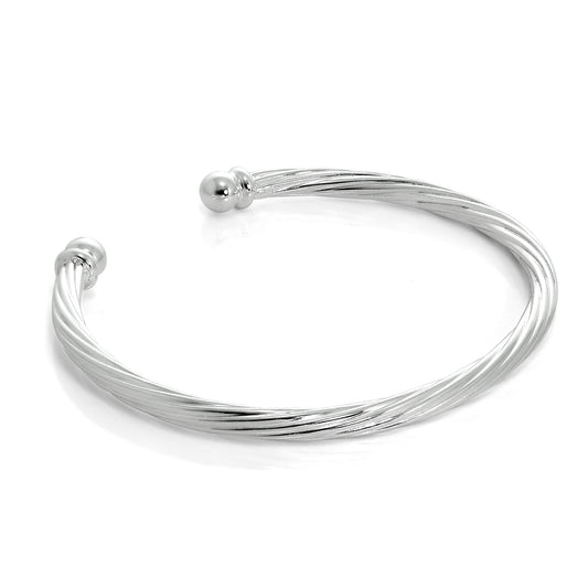 Sterling Silver Twisted Gents Torque Bangle