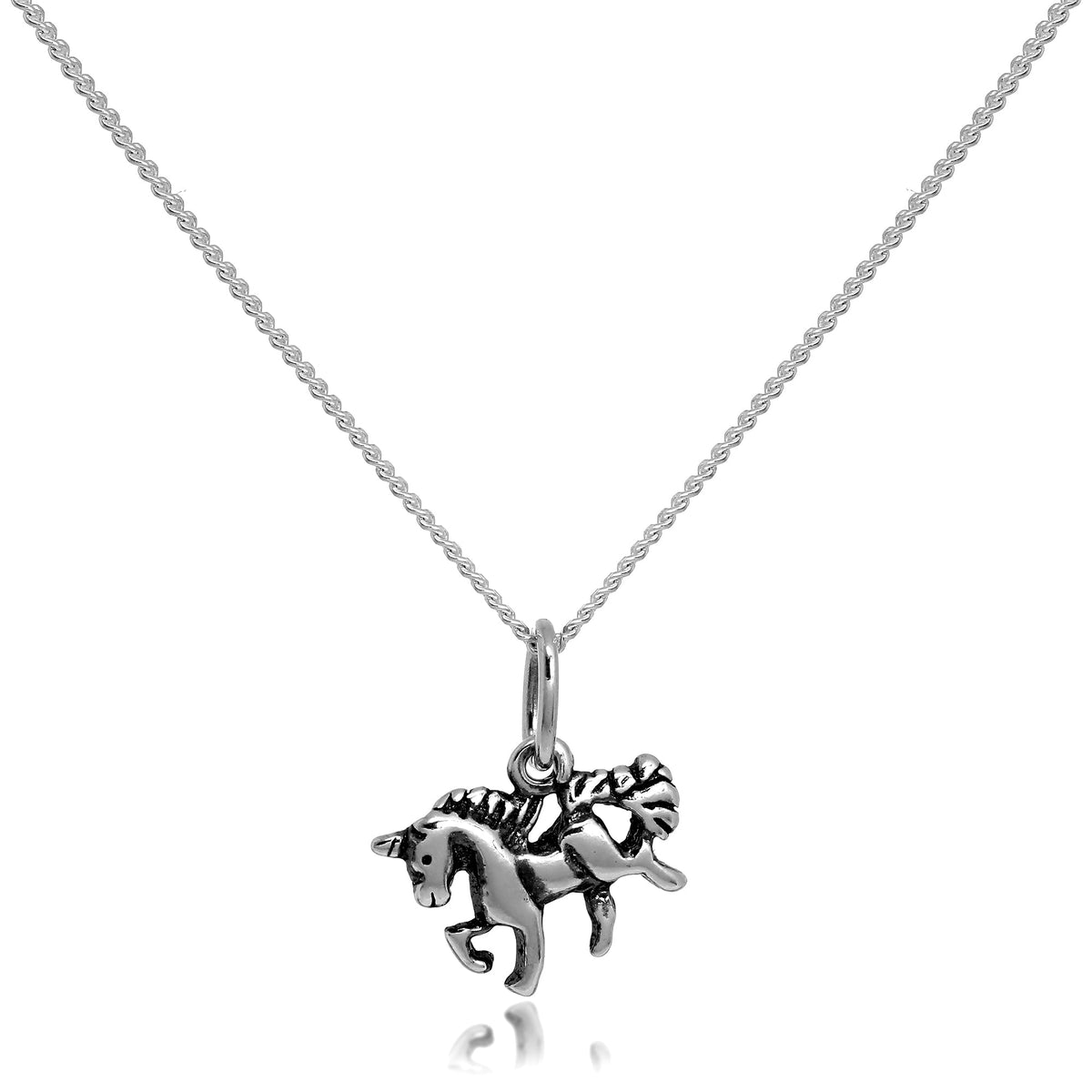 Tiny Sterling Silver Unicorn Pendant on Fine Chain 14 - 32 Inches