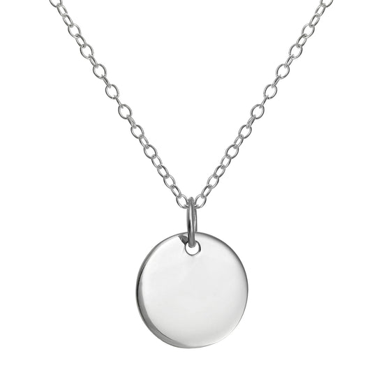 Sterling Silver Round Engravable Pendant Necklace 14-22 Inch