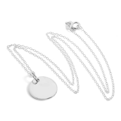 Sterling Silver Round Engravable Pendant Necklace 14-22 Inch