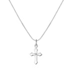 Tiny Sterling Silver Gothic Cross Pendant Necklace with CZ Crystal 14 - 28 Inches