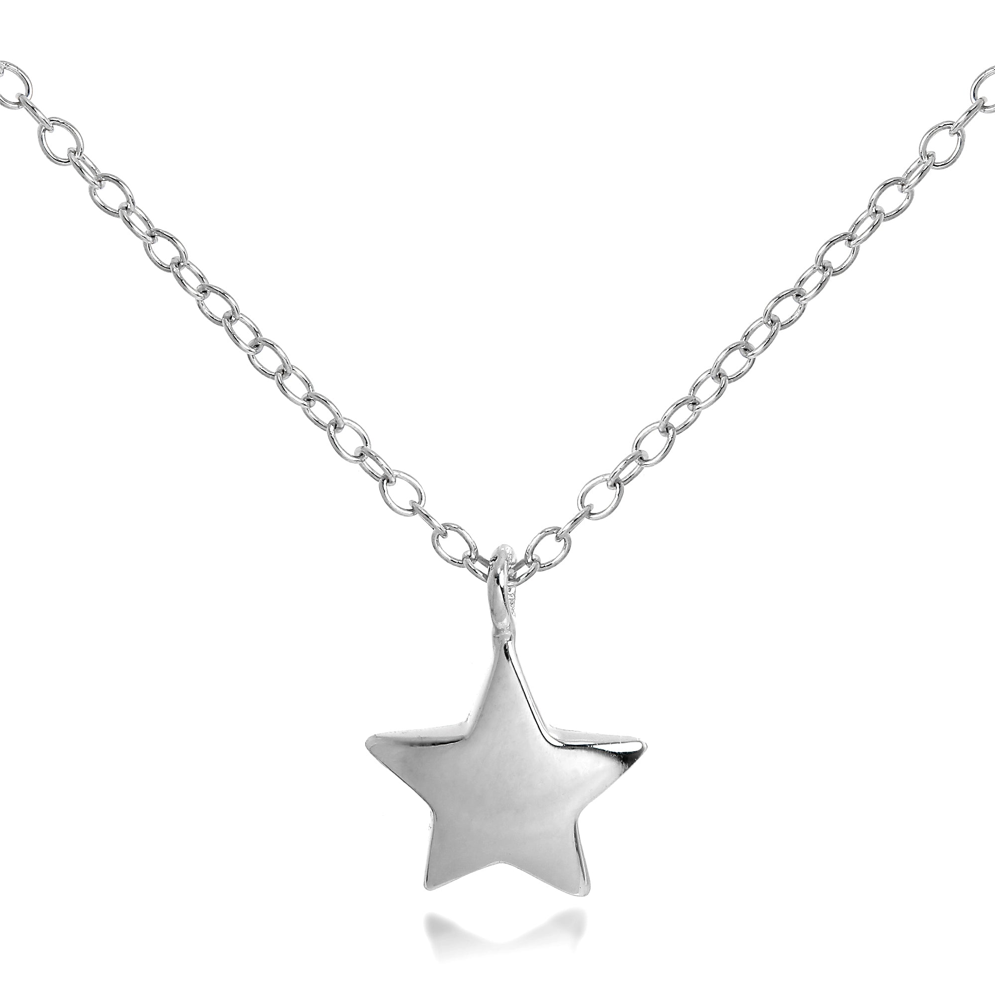 Sterling Silver Star Pendant Necklace on 18 Inch Chain