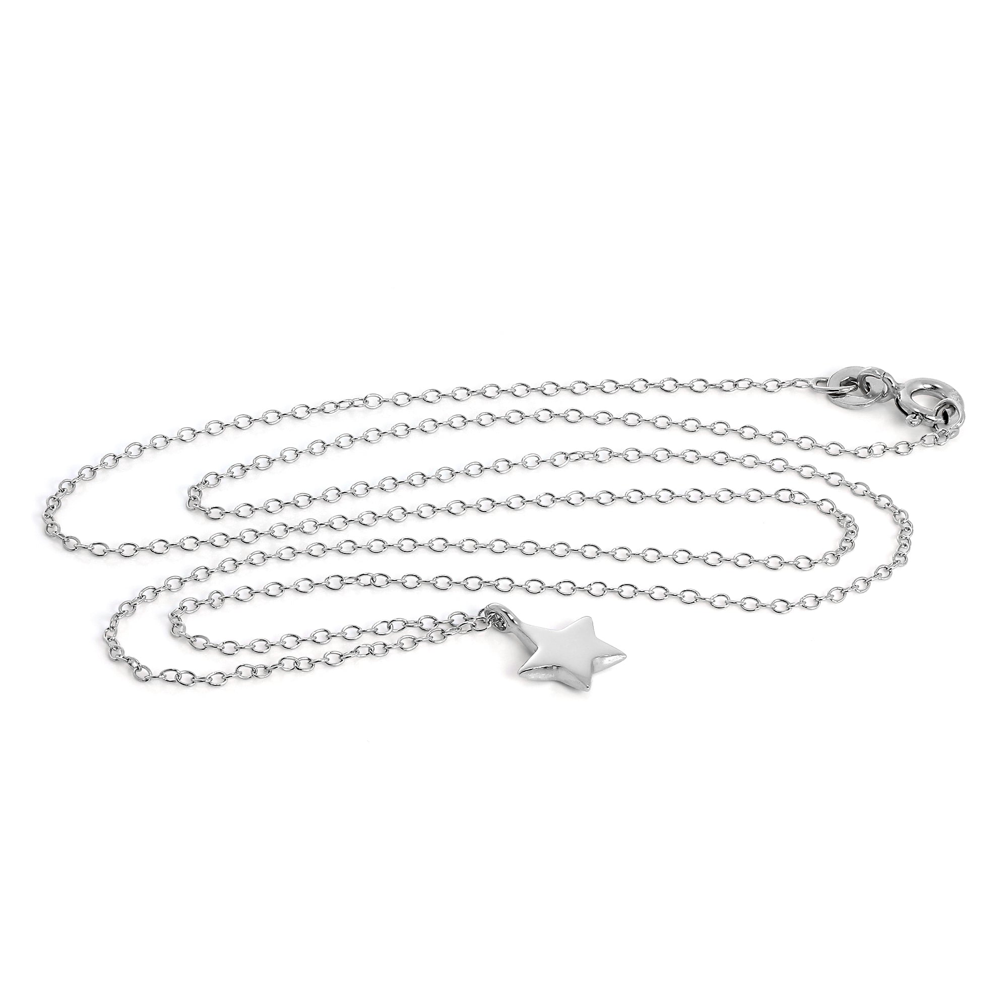 Sterling Silver Star Pendant Necklace on 18 Inch Chain