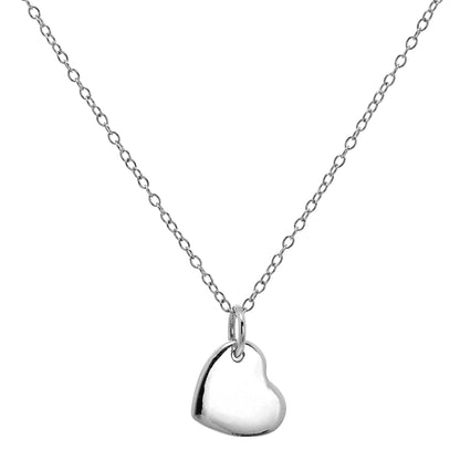 Sterling Silver Engravable Heart 18 Inch Belcher Chain Necklace