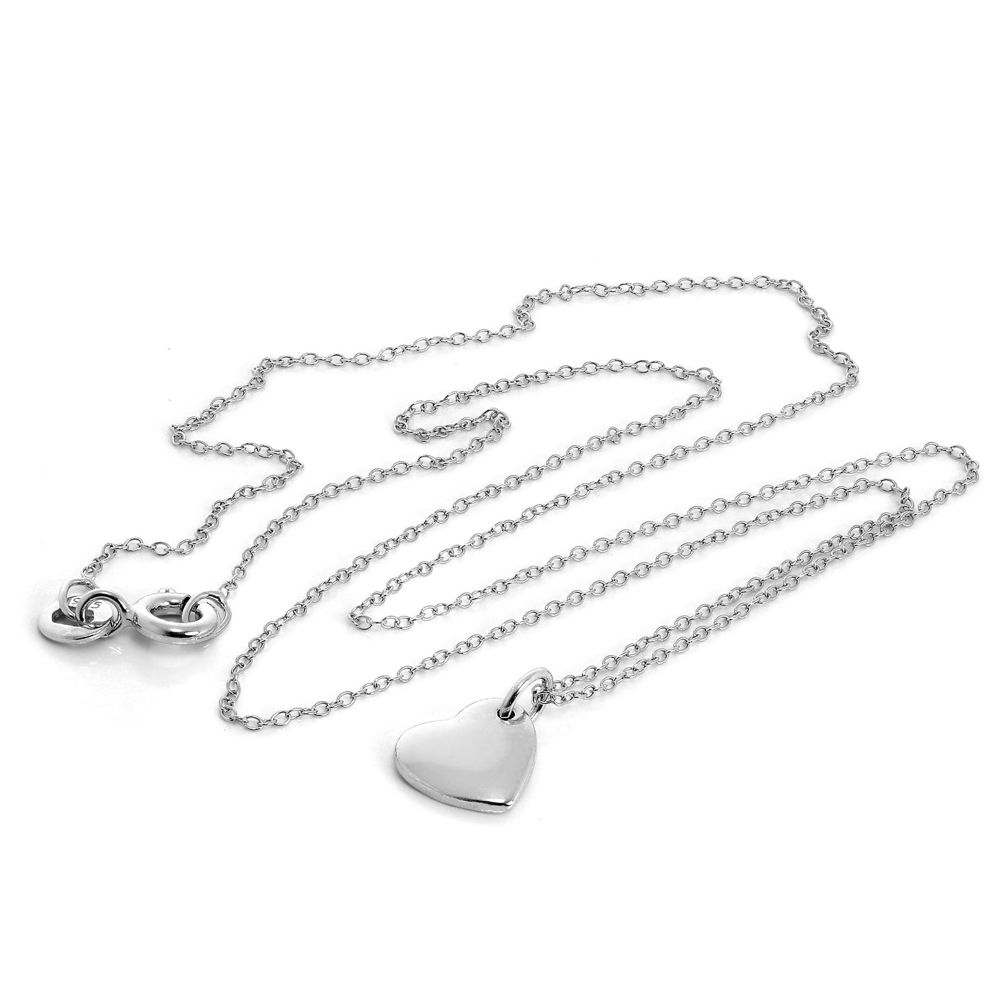 Sterling Silver Engravable Heart 18 Inch Belcher Chain Necklace