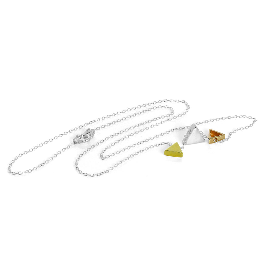 Gold Plated Sterling Silver Trapezium Necklace on 18 Inch Chain