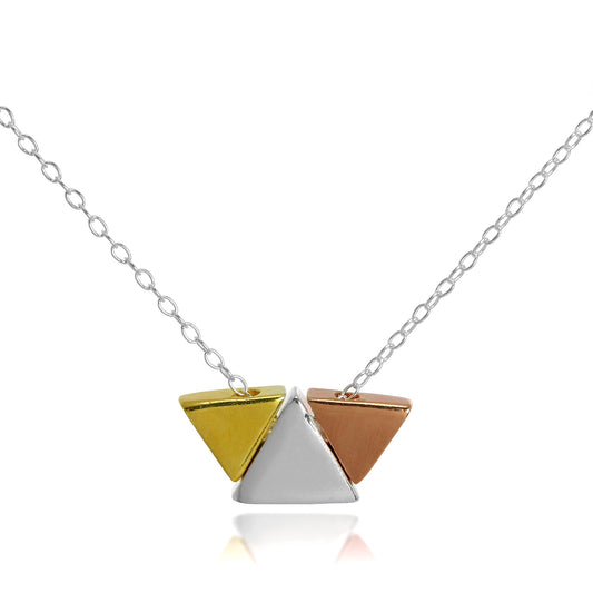Gold Plated Sterling Silver Trapezium Necklace on 18 Inch Chain