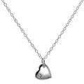 Sterling Silver 18 Inch Belcher Chain Heart Necklace with CZ Crystal