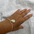 Sterling Silver Hook & Eye Bangle with Engravable Heart Charm