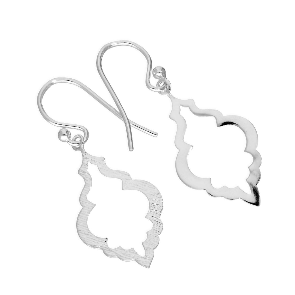 Sterling Silver Open Shell Shape Drop Earrings