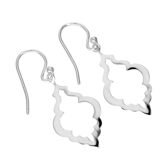 Sterling Silver Open Shell Shape Drop Earrings
