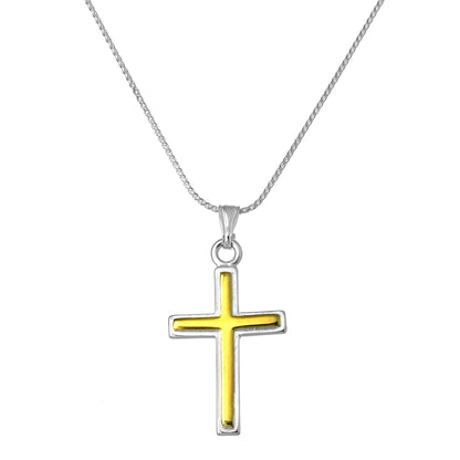 Vergoldet Sterlingsilber Kreuz Anhänger Halskette 40,5 - 56cm