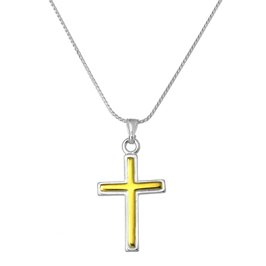 Gold Plated Sterling Silver Cross Pendant Necklace 16 - 22 Inches