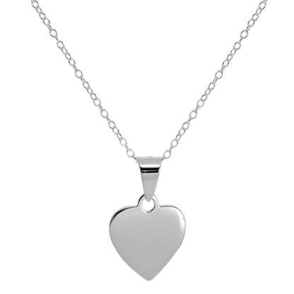 Small Sterling Silver Engravable Heart Necklace on 18 Inch Chain