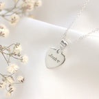 Small Sterling Silver Engravable Heart Necklace on 18 Inch Chain