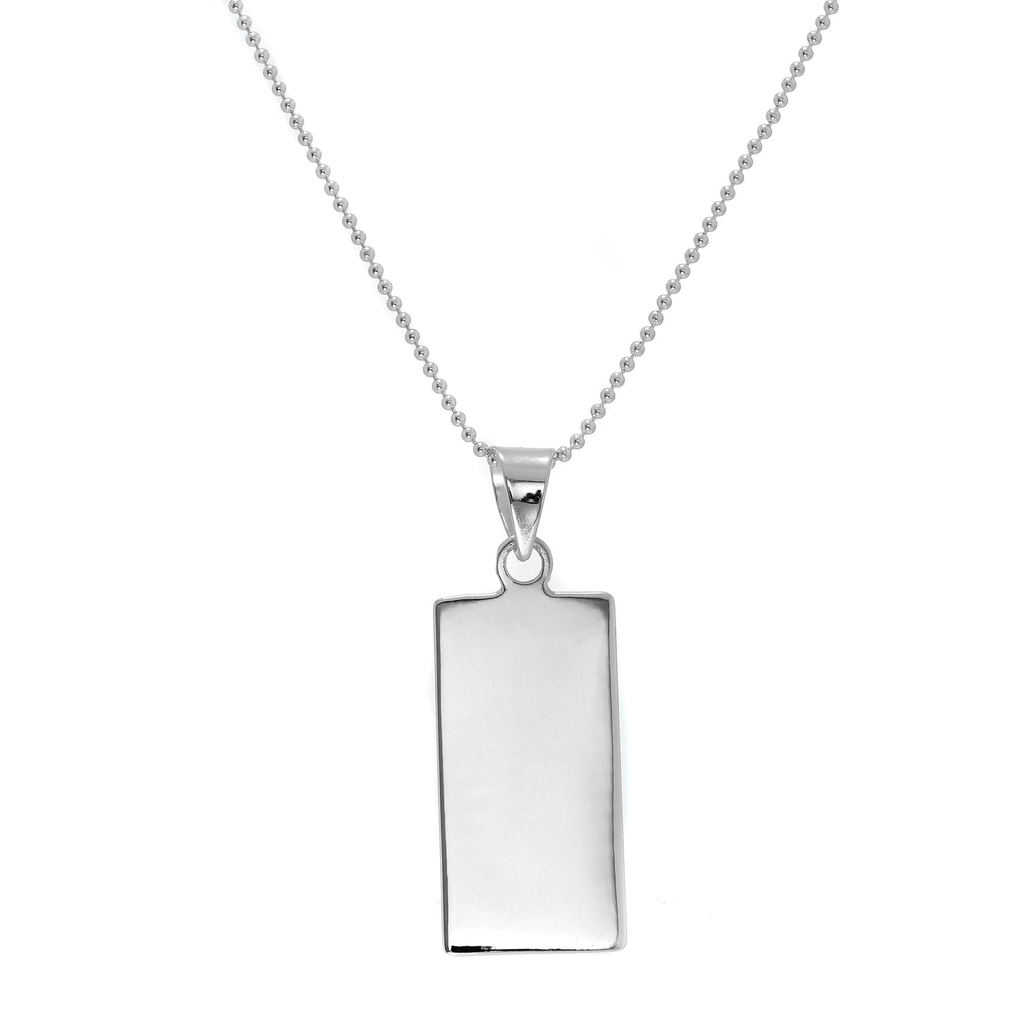 Sterling Silver Rectangular Engravable Pendant Necklace