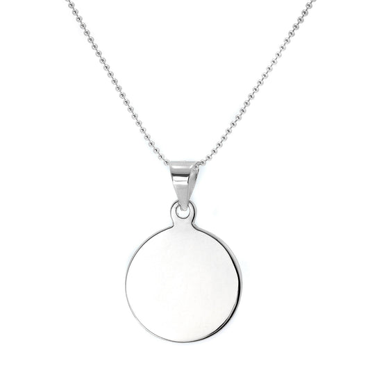 Sterling Silver Round Engravable Pendant Necklace