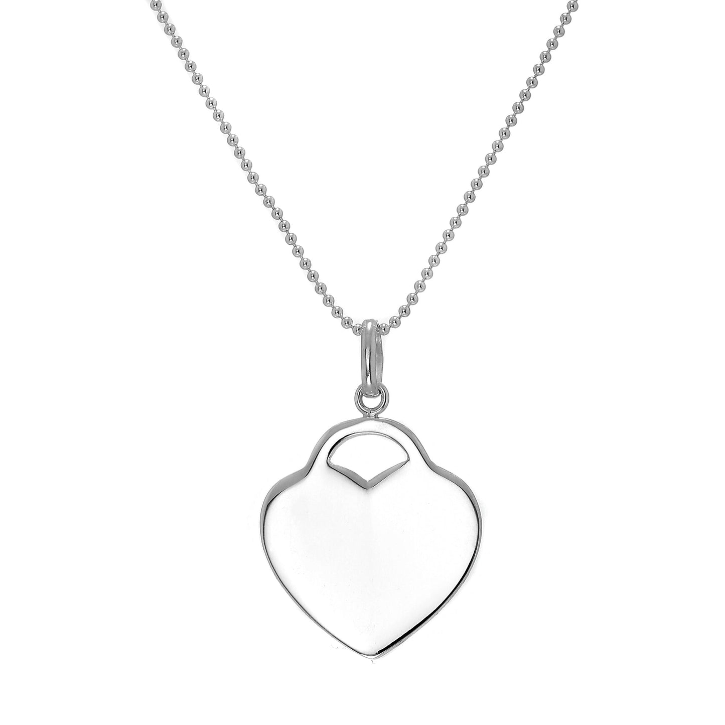 Large Sterling Silver Heart Engravable Pendant Necklace
