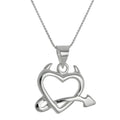 Large Sterling Silver Devil's Heart Pendant Necklace 14 - 28 Inches