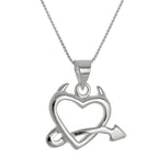 Large Sterling Silver Devil's Heart Pendant Necklace 14 - 28 Inches