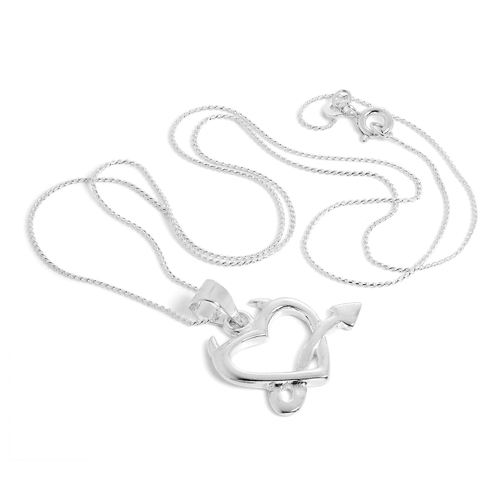 Large Sterling Silver Devil's Heart Pendant Necklace 14 - 28 Inches