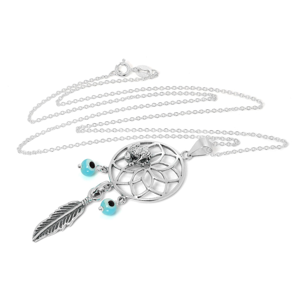 Large Sterling Silver Dreamcatcher Necklace on Chain