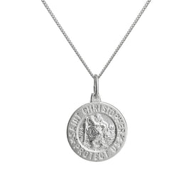 Matt Sterling Silver Saint Christopher Medal Pendant Necklace 14 - 32 Inches