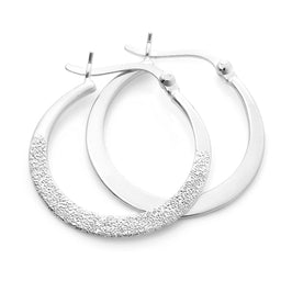 Sterling Silver Frosted 22mm Creole Hoop Earrings