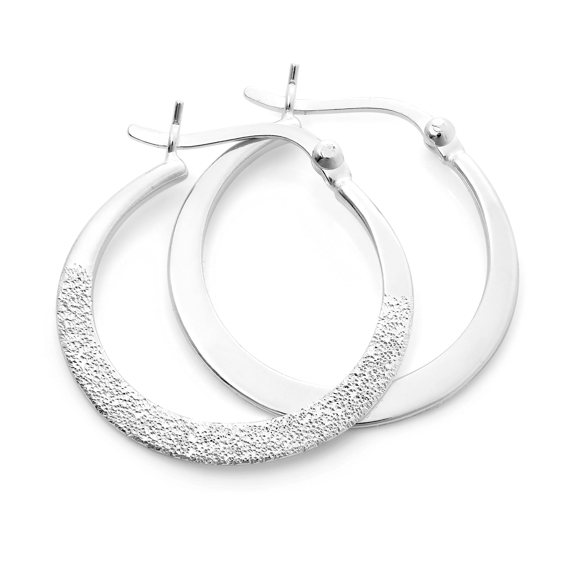 Sterling Silver Frosted 22mm Creole Hoop Earrings