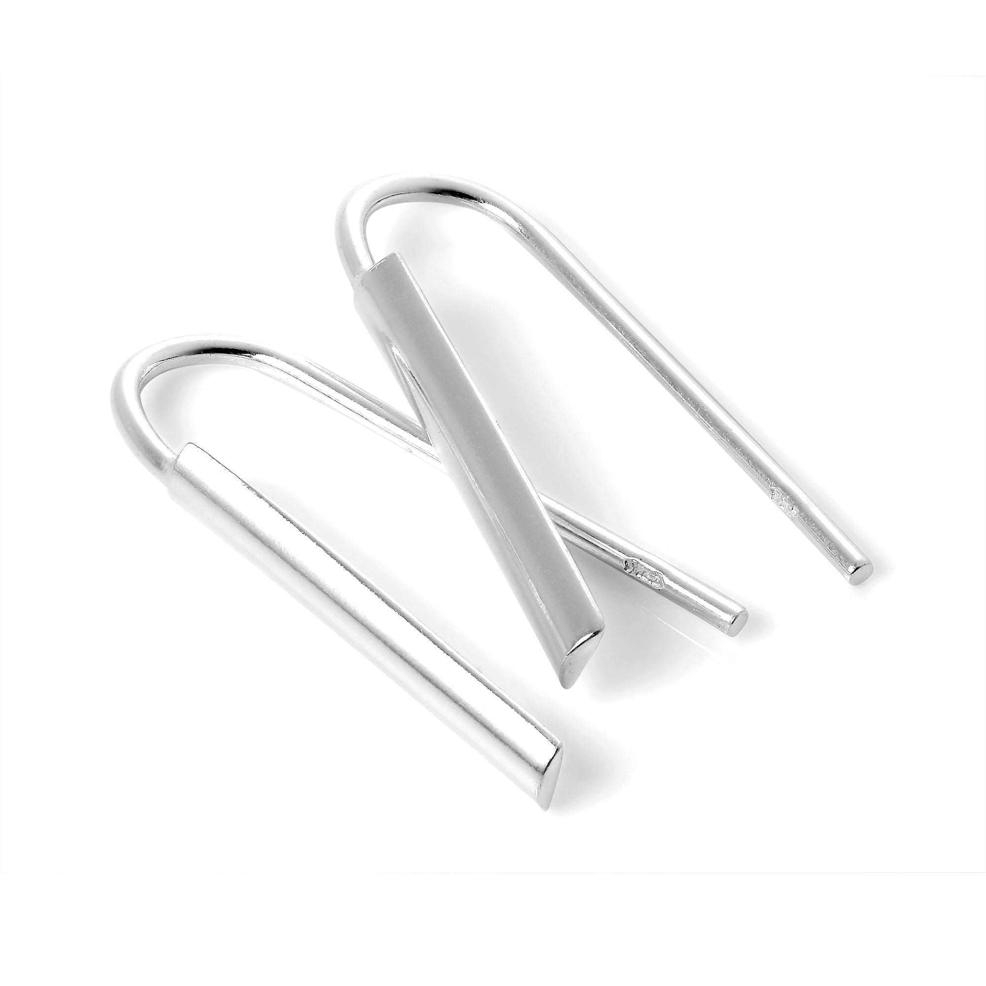Simple Sterling Silver Pull Through Bar Earrings