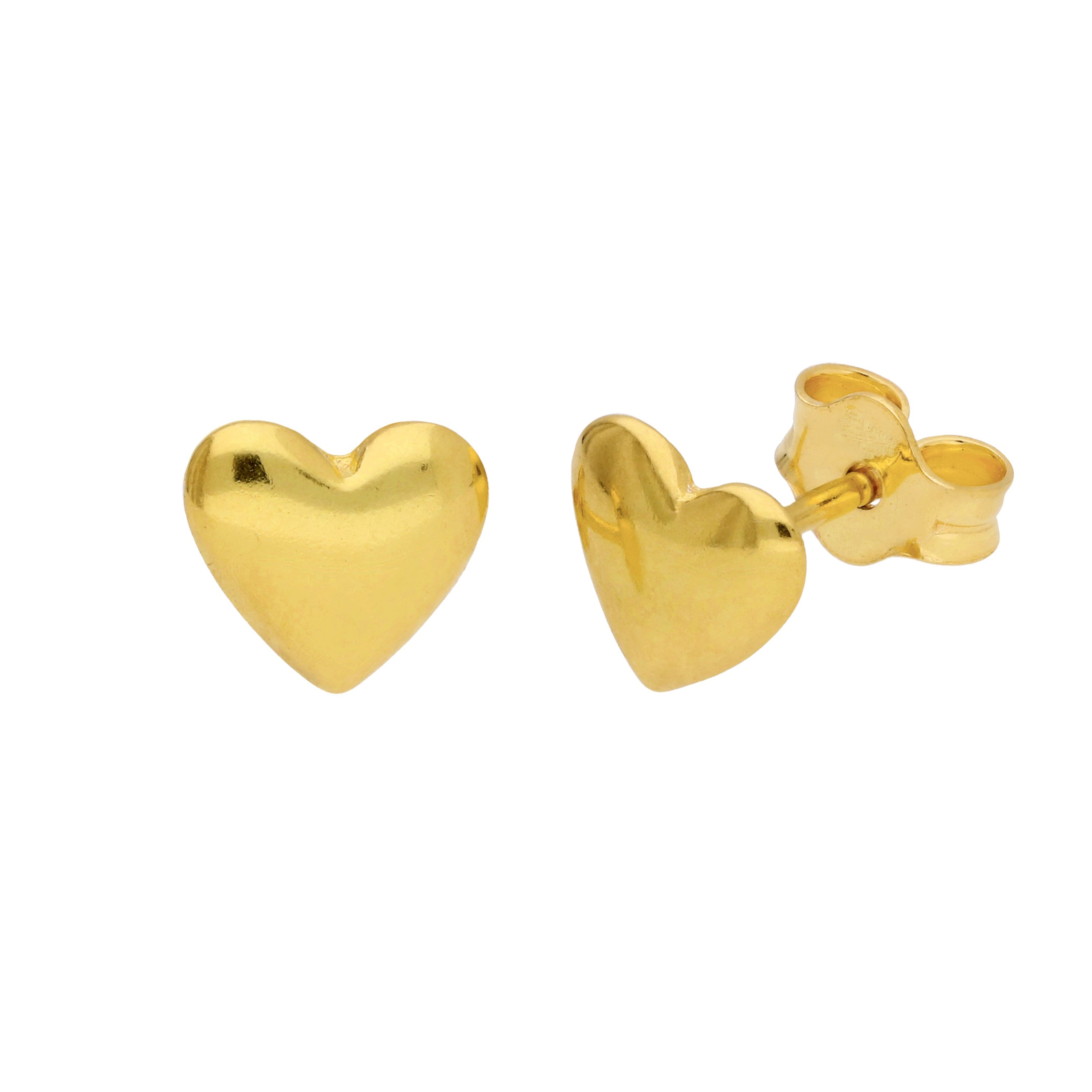 Gold Plated Sterling Silver Heart Stud Earrings