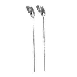 Sterling Silver Box Chain & Bar Dangle Stud Earrings