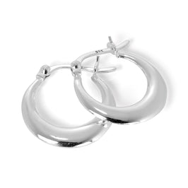 Plain Sterling Silver Small Creole 17mm Hoop Earrings