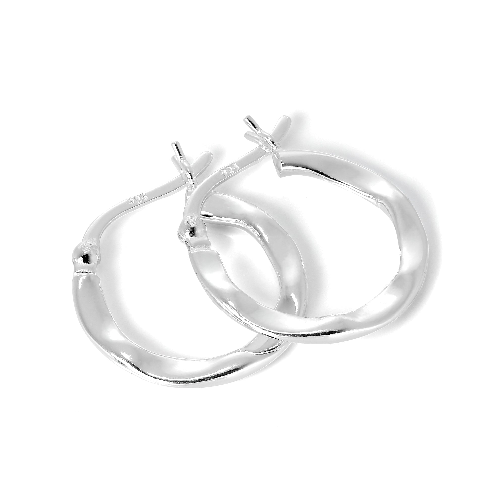 Flattened Sterling Silver Creole 17mm Hoop Earrings