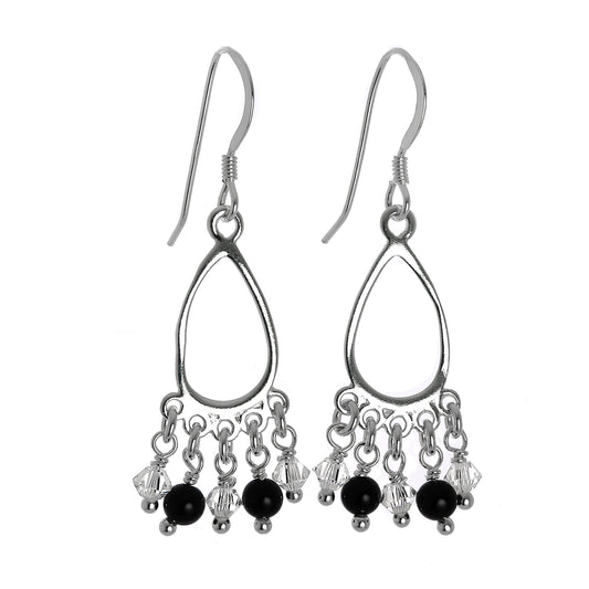 Sterling Silver & CZ Crystal Chandelier Dangly Earrings