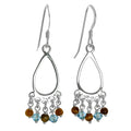 Sterling Silver & Tiger Eye Stones Chandelier Dangly Earrings