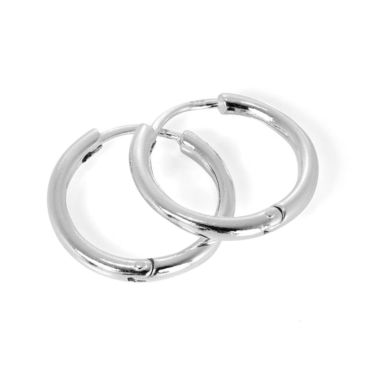 Sterling Silver Heavy Hinged Sleeper 19mm Hoop Earrings