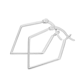 Sterling Silver Open Diamond Shape Hoop Earrings
