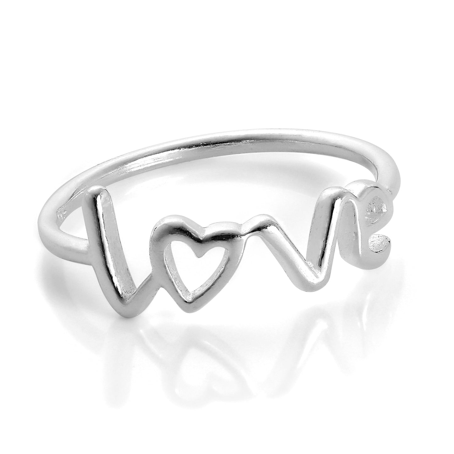 Sterling Silver Love Heart Ring Size I - W