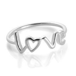 Sterling Silver Love Heart Ring Size I - W