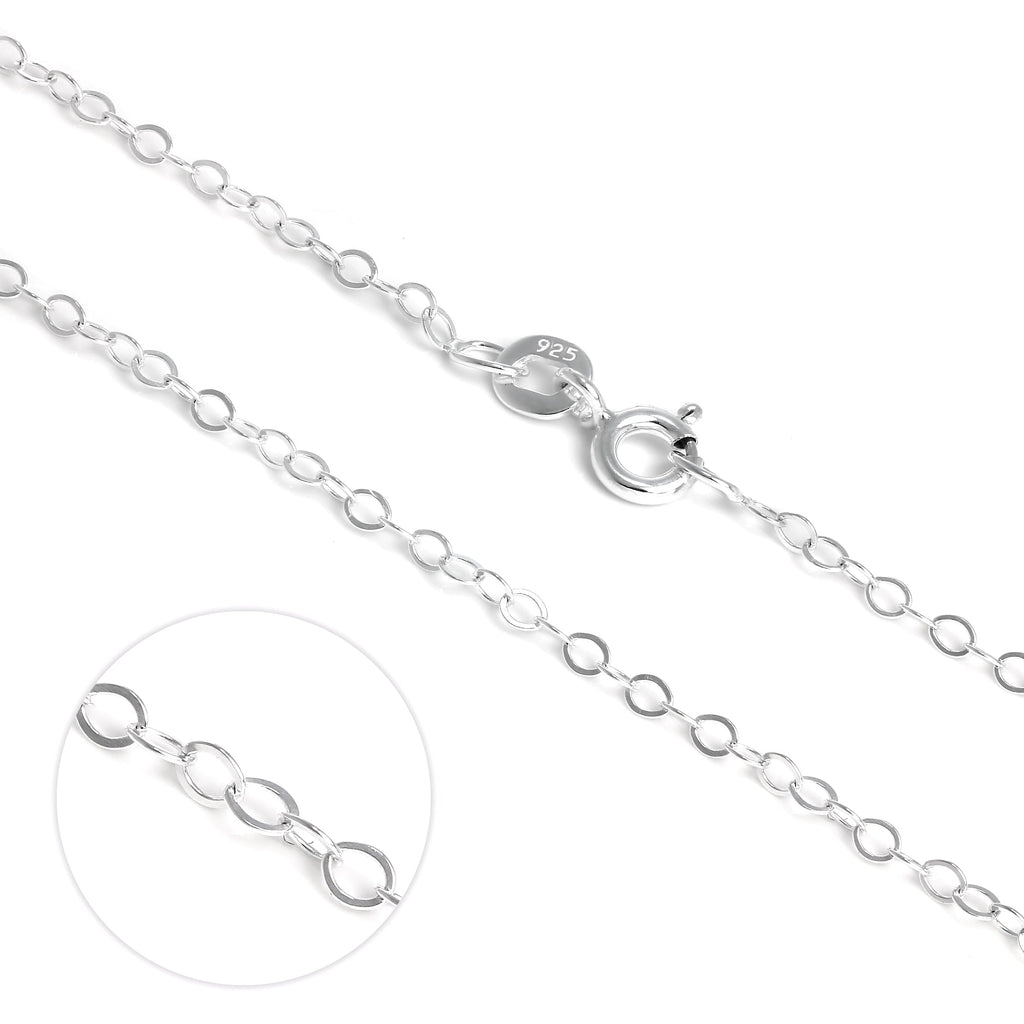 Light Sterling Silver Flat Cable Chain Necklace 16 - 22 Inches